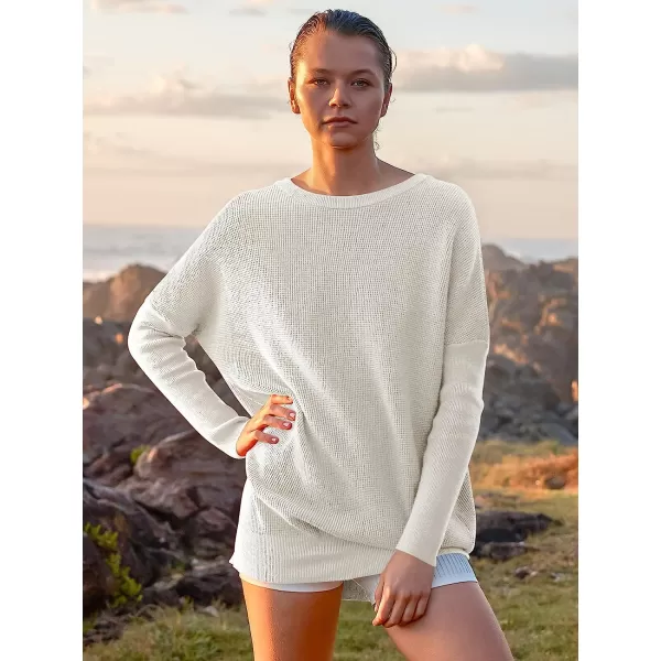 imageANRABESS Womens Long Sleeve Waffle Knit Sweater Button Down Open Front Casual Cardigan amp Detached TurtleneckWhite