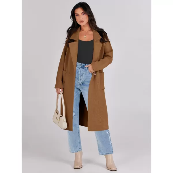 imageANRABESS Womens Long Sweater Coats Open Front Knit Cardigans Long Sleeve Lapel Oversized Fall Winter Coatigan JacketsCaramel