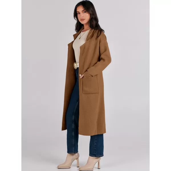 imageANRABESS Womens Long Sweater Coats Open Front Knit Cardigans Long Sleeve Lapel Oversized Fall Winter Coatigan JacketsCaramel