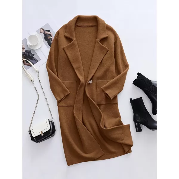 imageANRABESS Womens Long Sweater Coats Open Front Knit Cardigans Long Sleeve Lapel Oversized Fall Winter Coatigan JacketsCaramel