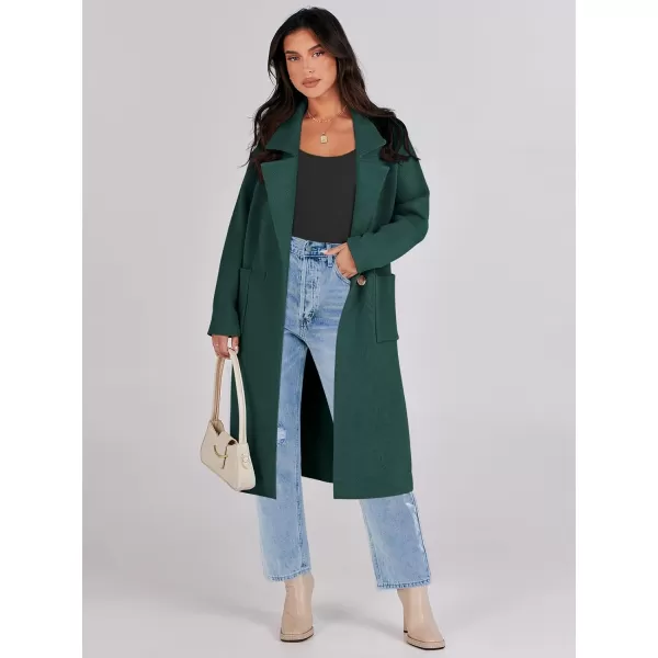imageANRABESS Womens Long Sweater Coats Open Front Knit Cardigans Long Sleeve Lapel Oversized Fall Winter Coatigan JacketsDark Green