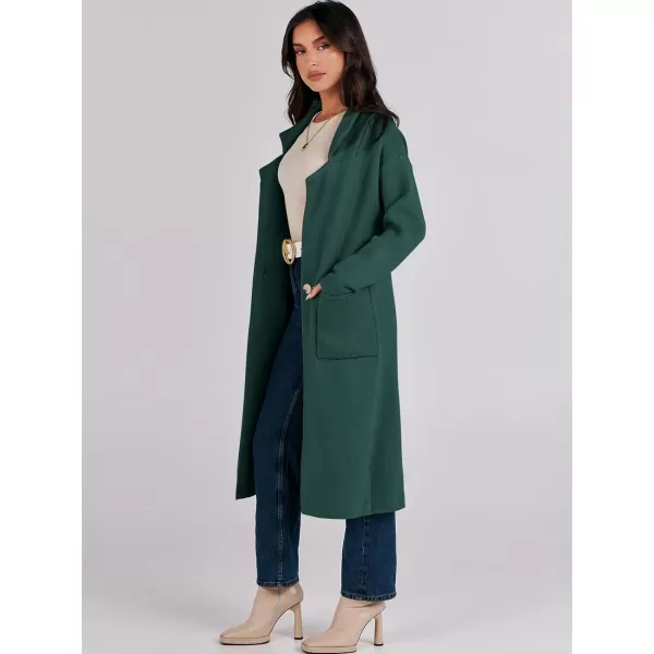 imageANRABESS Womens Long Sweater Coats Open Front Knit Cardigans Long Sleeve Lapel Oversized Fall Winter Coatigan JacketsDark Green