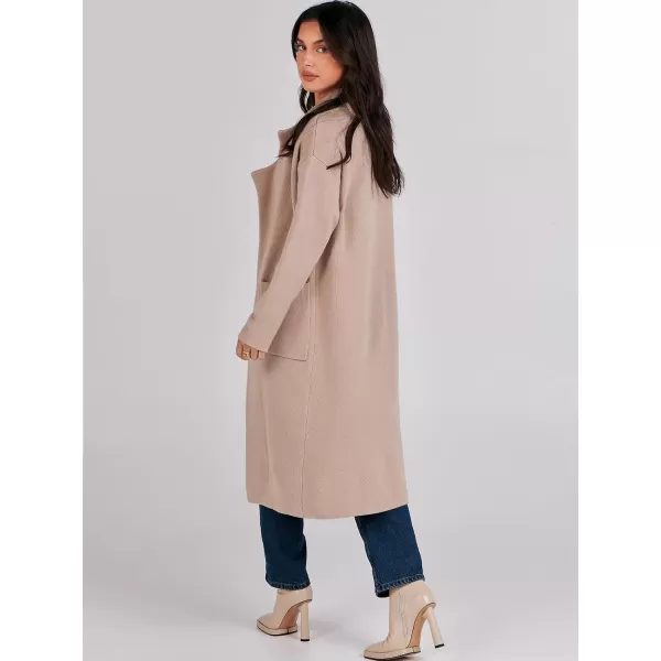 imageANRABESS Womens Long Sweater Coats Open Front Knit Cardigans Long Sleeve Lapel Oversized Fall Winter Coatigan JacketsKhaki