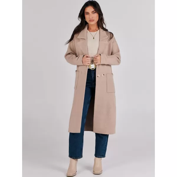 imageANRABESS Womens Long Sweater Coats Open Front Knit Cardigans Long Sleeve Lapel Oversized Fall Winter Coatigan JacketsKhaki