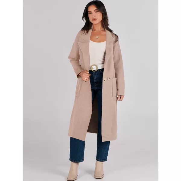 imageANRABESS Womens Long Sweater Coats Open Front Knit Cardigans Long Sleeve Lapel Oversized Fall Winter Coatigan JacketsKhaki