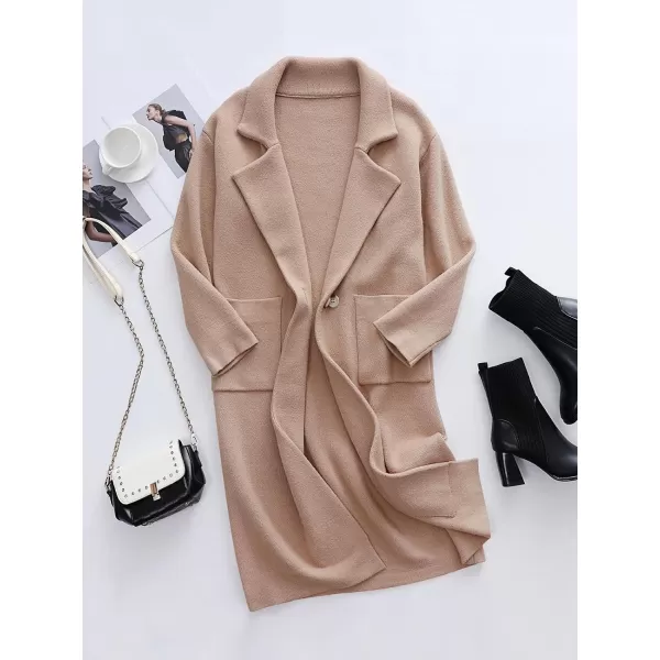imageANRABESS Womens Long Sweater Coats Open Front Knit Cardigans Long Sleeve Lapel Oversized Fall Winter Coatigan JacketsKhaki