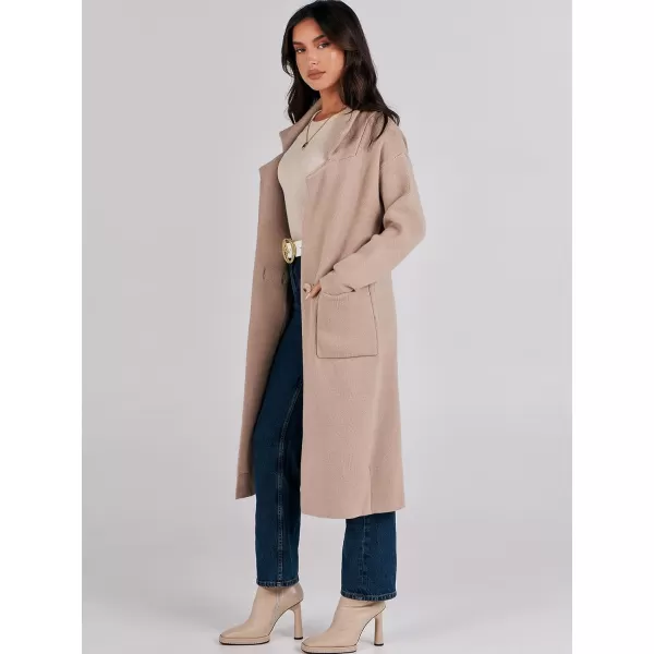imageANRABESS Womens Long Sweater Coats Open Front Knit Cardigans Long Sleeve Lapel Oversized Fall Winter Coatigan JacketsKhaki