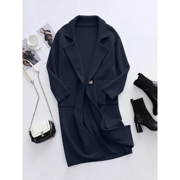 imageANRABESS Womens Long Sweater Coats Open Front Knit Cardigans Long Sleeve Lapel Oversized Fall Winter Coatigan JacketsNavy