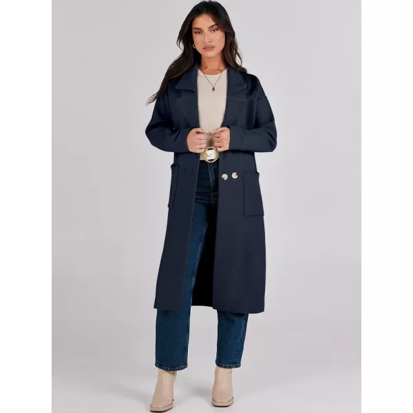 imageANRABESS Womens Long Sweater Coats Open Front Knit Cardigans Long Sleeve Lapel Oversized Fall Winter Coatigan JacketsNavy
