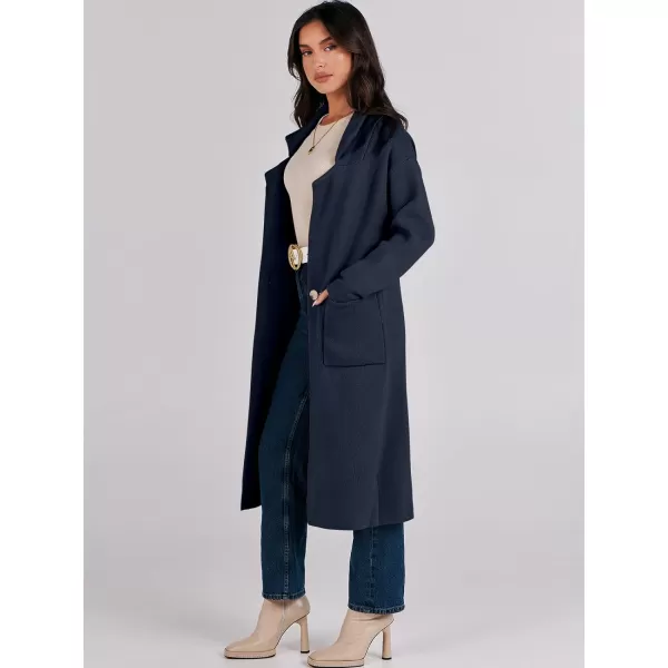 imageANRABESS Womens Long Sweater Coats Open Front Knit Cardigans Long Sleeve Lapel Oversized Fall Winter Coatigan JacketsNavy