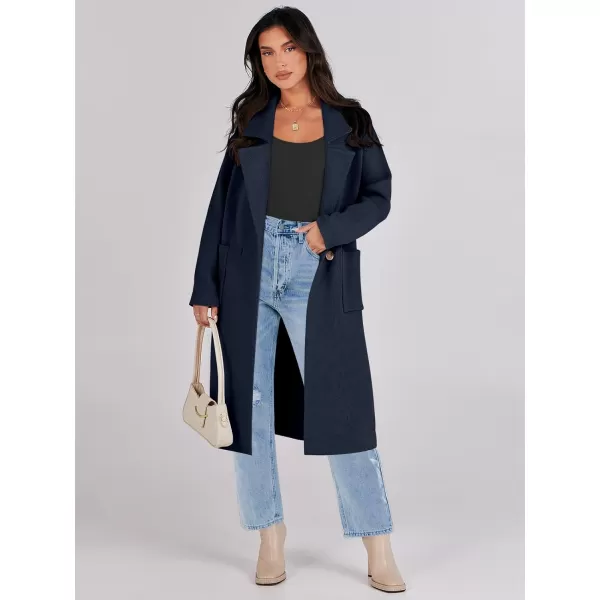 imageANRABESS Womens Long Sweater Coats Open Front Knit Cardigans Long Sleeve Lapel Oversized Fall Winter Coatigan JacketsNavy