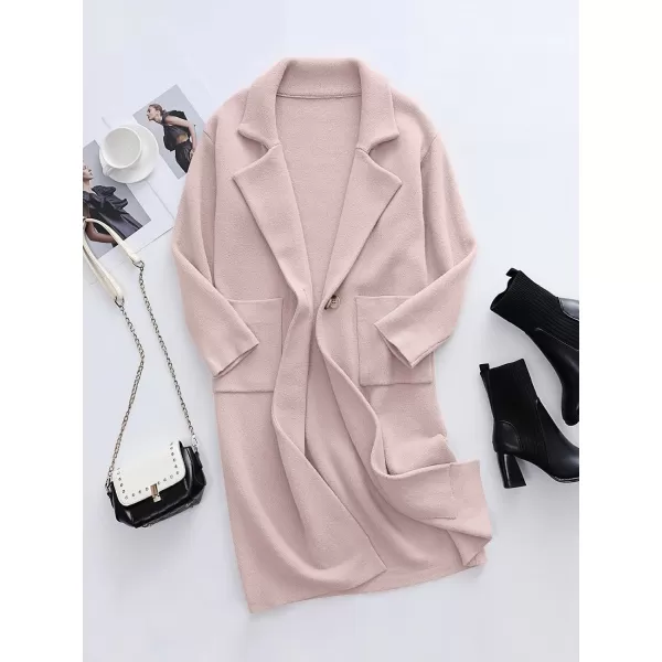 imageANRABESS Womens Long Sweater Coats Open Front Knit Cardigans Long Sleeve Lapel Oversized Fall Winter Coatigan JacketsPink