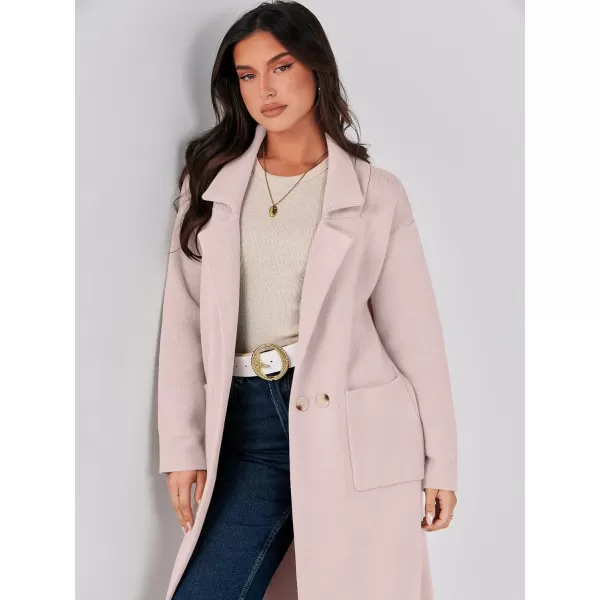 imageANRABESS Womens Long Sweater Coats Open Front Knit Cardigans Long Sleeve Lapel Oversized Fall Winter Coatigan JacketsPink