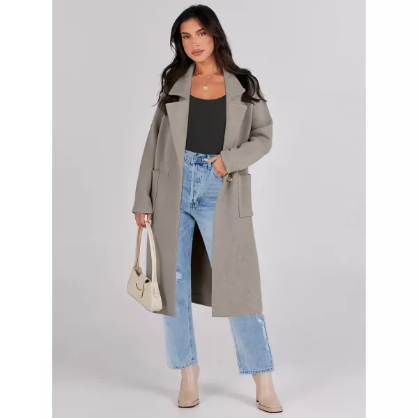 imageANRABESS Womens Long Sweater Coats Open Front Knit Cardigans Long Sleeve Lapel Oversized Fall Winter Coatigan JacketsTaupe