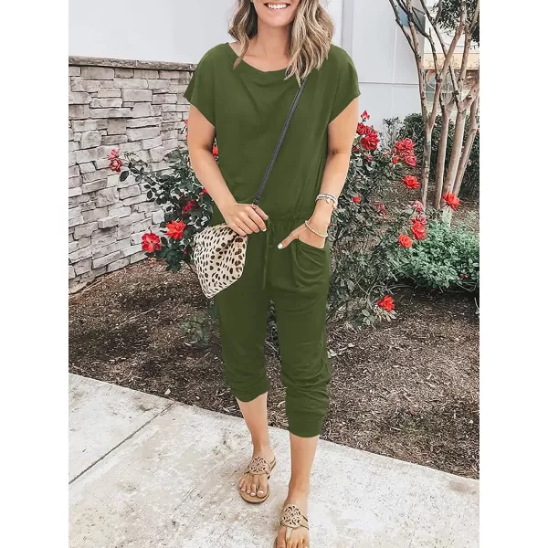 imageANRABESS Womens Loose Casual Off Shoulder Elastic Waist Stretchy Long Romper Jumpsuit01armygreen