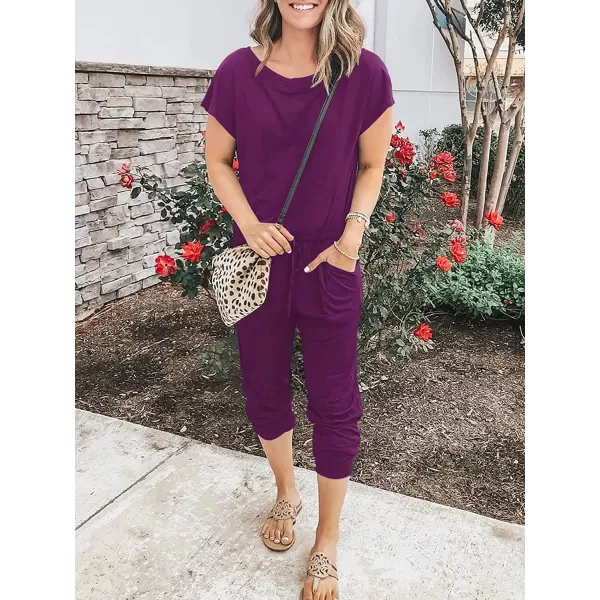 imageANRABESS Womens Loose Casual Off Shoulder Elastic Waist Stretchy Long Romper Jumpsuit01fushia