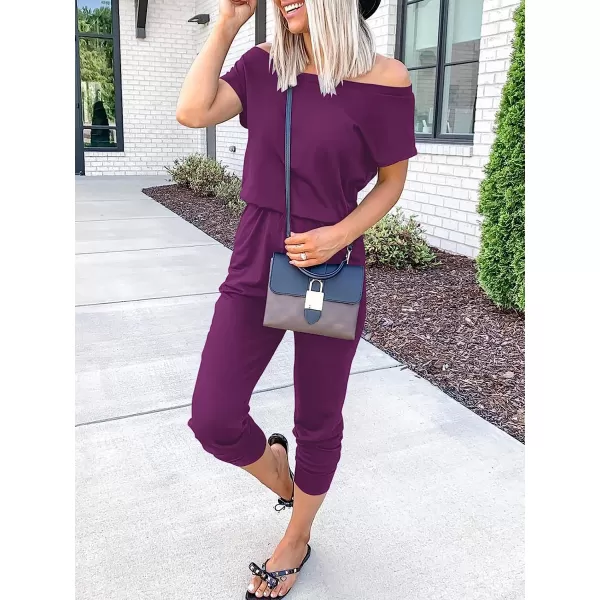 imageANRABESS Womens Loose Casual Off Shoulder Elastic Waist Stretchy Long Romper Jumpsuit01fushia