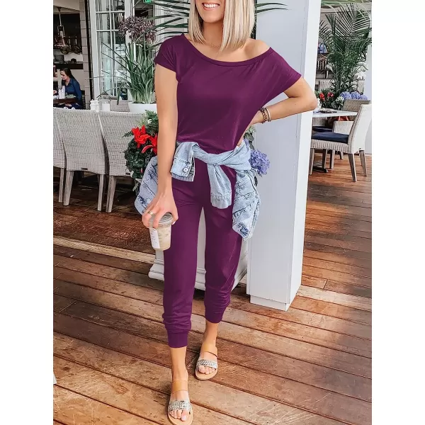 imageANRABESS Womens Loose Casual Off Shoulder Elastic Waist Stretchy Long Romper Jumpsuit01fushia