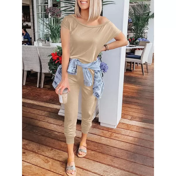 imageANRABESS Womens Loose Casual Off Shoulder Elastic Waist Stretchy Long Romper Jumpsuit01khaki
