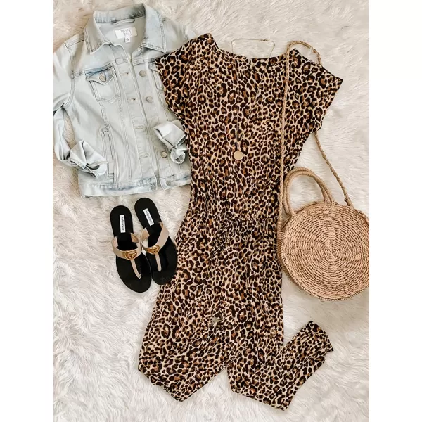 imageANRABESS Womens Loose Casual Off Shoulder Elastic Waist Stretchy Long Romper Jumpsuit01leopard