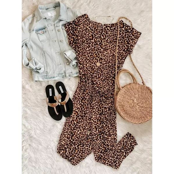 imageANRABESS Womens Loose Casual Off Shoulder Elastic Waist Stretchy Long Romper Jumpsuit01leopard