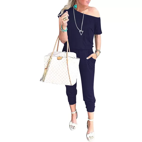 imageANRABESS Womens Loose Casual Off Shoulder Elastic Waist Stretchy Long Romper Jumpsuit01navyblue