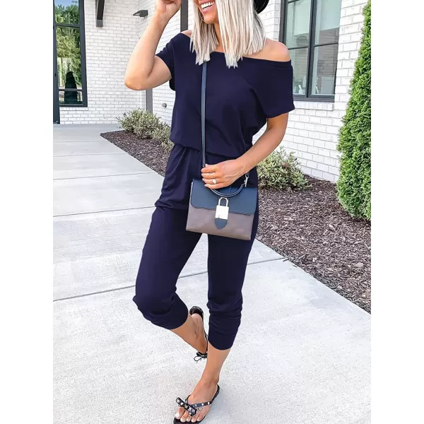 imageANRABESS Womens Loose Casual Off Shoulder Elastic Waist Stretchy Long Romper Jumpsuit01navyblue