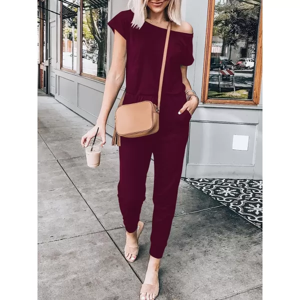 imageANRABESS Womens Loose Casual Off Shoulder Elastic Waist Stretchy Long Romper Jumpsuit01red