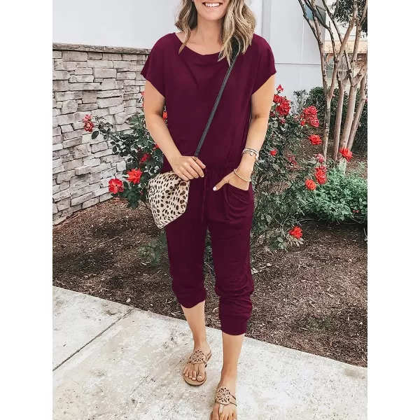 imageANRABESS Womens Loose Casual Off Shoulder Elastic Waist Stretchy Long Romper Jumpsuit01red