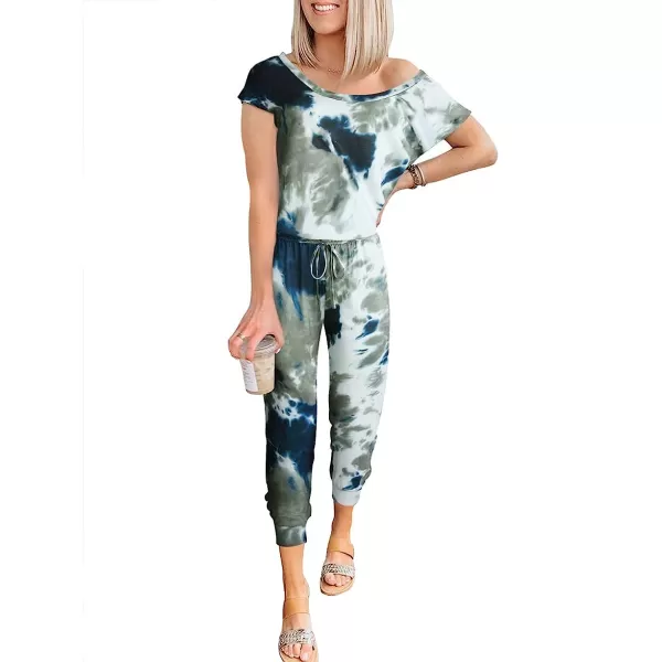 imageANRABESS Womens Loose Casual Off Shoulder Elastic Waist Stretchy Long Romper Jumpsuit01tie Dye Green