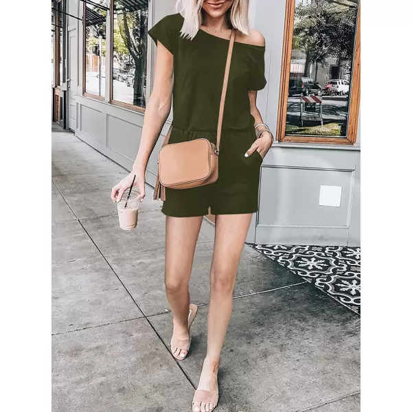 imageANRABESS Womens Loose Casual Off Shoulder Elastic Waist Stretchy Long Romper Jumpsuit05army Green