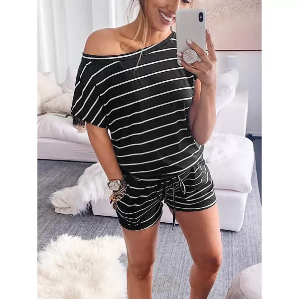 imageANRABESS Womens Loose Casual Off Shoulder Elastic Waist Stretchy Long Romper Jumpsuit05blackampwhite