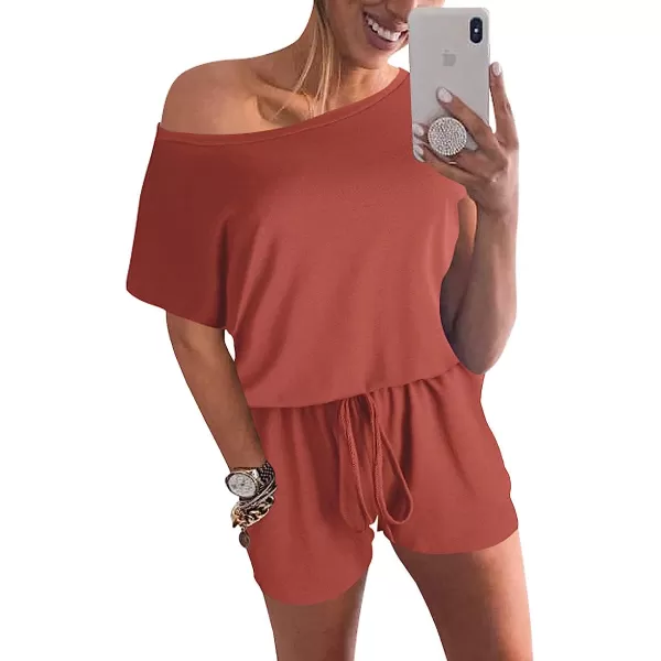 imageANRABESS Womens Loose Casual Off Shoulder Elastic Waist Stretchy Long Romper Jumpsuit05rust