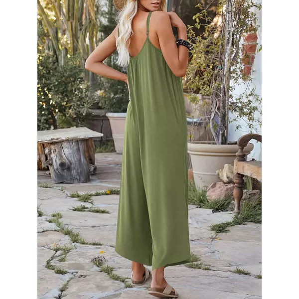 imageANRABESS Womens Loose Casual Sleeveless Adjustable Spaghetti Strap Jumpsuits Stretchy Wide Leg Rompers with Pockets03 Armygreen