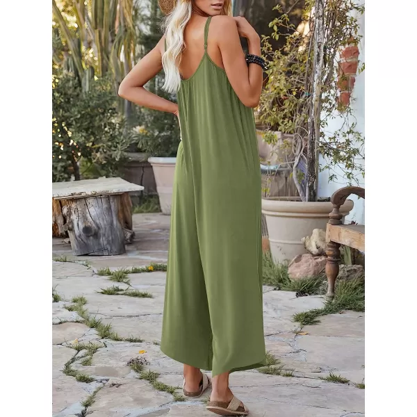 imageANRABESS Womens Loose Casual Sleeveless Adjustable Spaghetti Strap Jumpsuits Stretchy Wide Leg Rompers with Pockets03 Armygreen