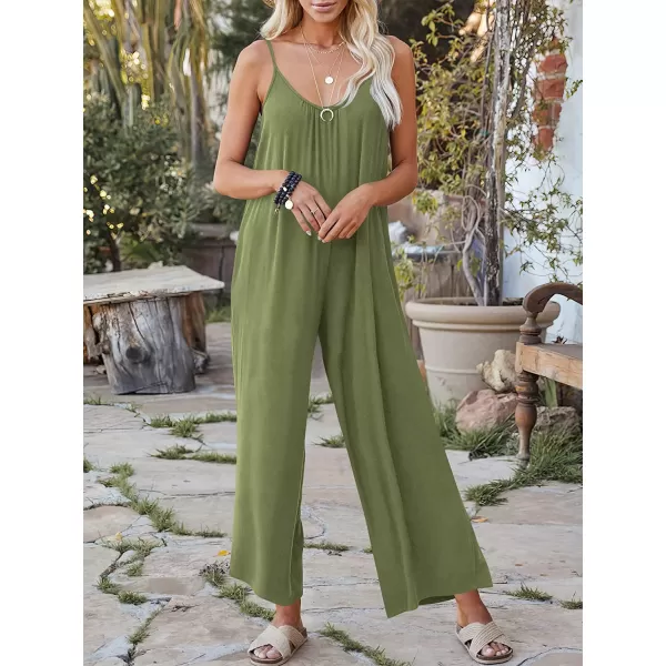 imageANRABESS Womens Loose Casual Sleeveless Adjustable Spaghetti Strap Jumpsuits Stretchy Wide Leg Rompers with Pockets03 Armygreen