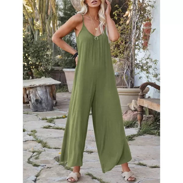 imageANRABESS Womens Loose Casual Sleeveless Adjustable Spaghetti Strap Jumpsuits Stretchy Wide Leg Rompers with Pockets03 Armygreen
