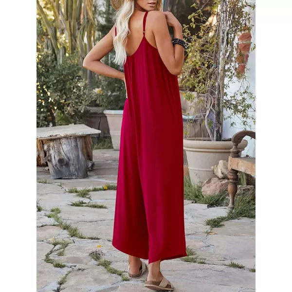 imageANRABESS Womens Loose Casual Sleeveless Adjustable Spaghetti Strap Jumpsuits Stretchy Wide Leg Rompers with Pockets04 Red