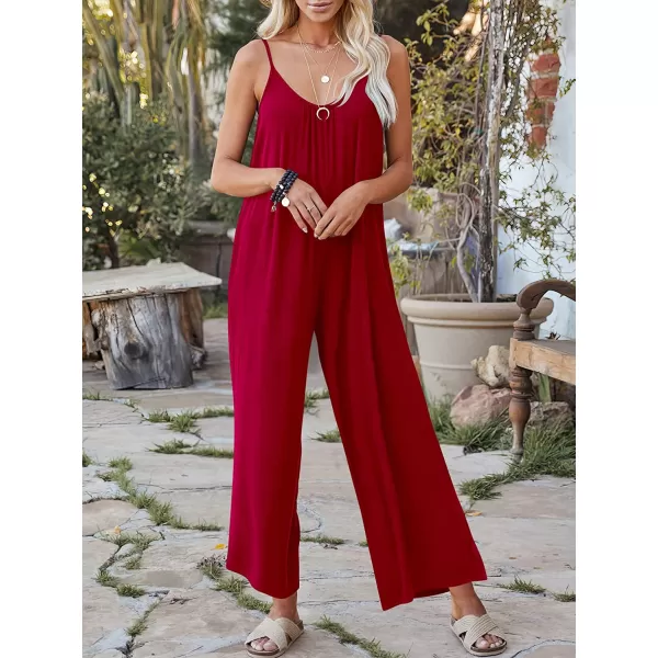imageANRABESS Womens Loose Casual Sleeveless Adjustable Spaghetti Strap Jumpsuits Stretchy Wide Leg Rompers with Pockets04 Red