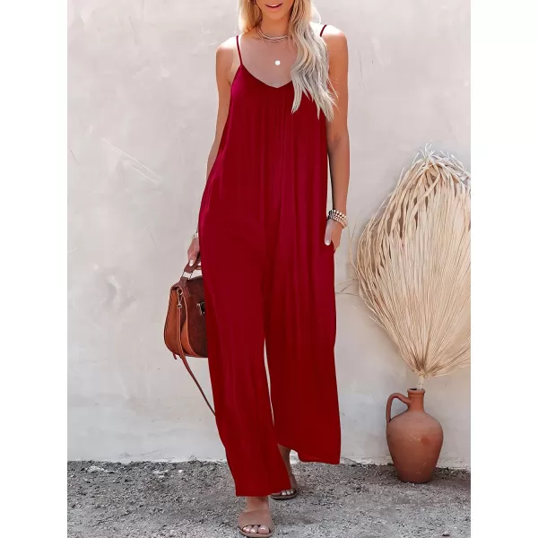 imageANRABESS Womens Loose Casual Sleeveless Adjustable Spaghetti Strap Jumpsuits Stretchy Wide Leg Rompers with Pockets04 Red
