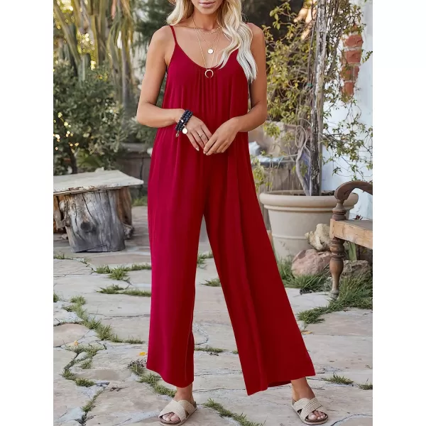 imageANRABESS Womens Loose Casual Sleeveless Adjustable Spaghetti Strap Jumpsuits Stretchy Wide Leg Rompers with Pockets04 Red