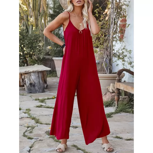 imageANRABESS Womens Loose Casual Sleeveless Adjustable Spaghetti Strap Jumpsuits Stretchy Wide Leg Rompers with Pockets04 Red