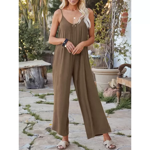 imageANRABESS Womens Loose Casual Sleeveless Adjustable Spaghetti Strap Jumpsuits Stretchy Wide Leg Rompers with Pockets06 Brown