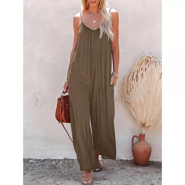 imageANRABESS Womens Loose Casual Sleeveless Adjustable Spaghetti Strap Jumpsuits Stretchy Wide Leg Rompers with Pockets06 Brown