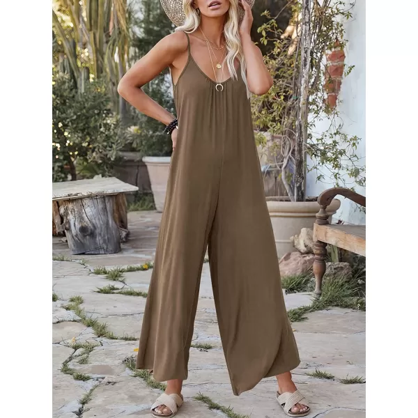imageANRABESS Womens Loose Casual Sleeveless Adjustable Spaghetti Strap Jumpsuits Stretchy Wide Leg Rompers with Pockets06 Brown