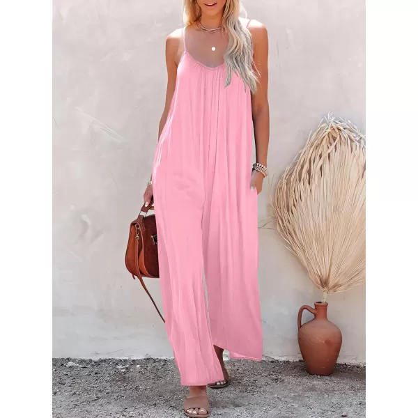imageANRABESS Womens Loose Casual Sleeveless Adjustable Spaghetti Strap Jumpsuits Stretchy Wide Leg Rompers with Pockets07 Pink