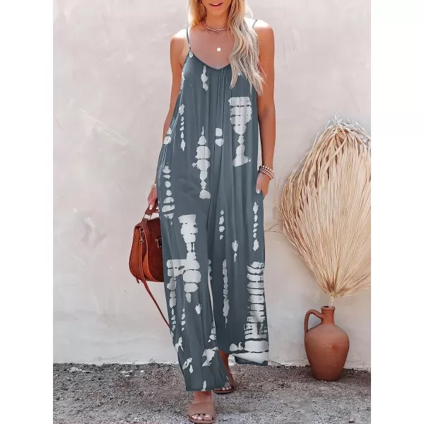 imageANRABESS Womens Loose Casual Sleeveless Adjustable Spaghetti Strap Jumpsuits Stretchy Wide Leg Rompers with Pockets9 Tie Dye Grey
