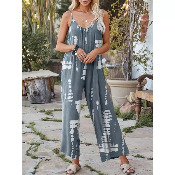 imageANRABESS Womens Loose Casual Sleeveless Adjustable Spaghetti Strap Jumpsuits Stretchy Wide Leg Rompers with Pockets9 Tie Dye Grey