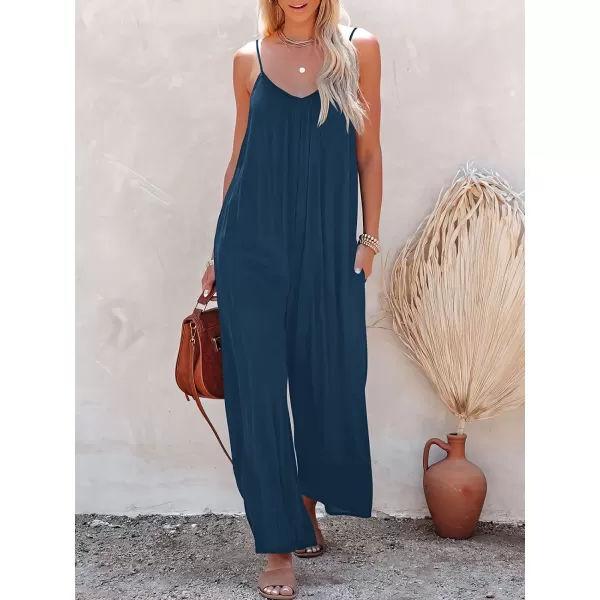 imageANRABESS Womens Loose Casual Sleeveless Adjustable Spaghetti Strap Jumpsuits Stretchy Wide Leg Rompers with PocketsBlue