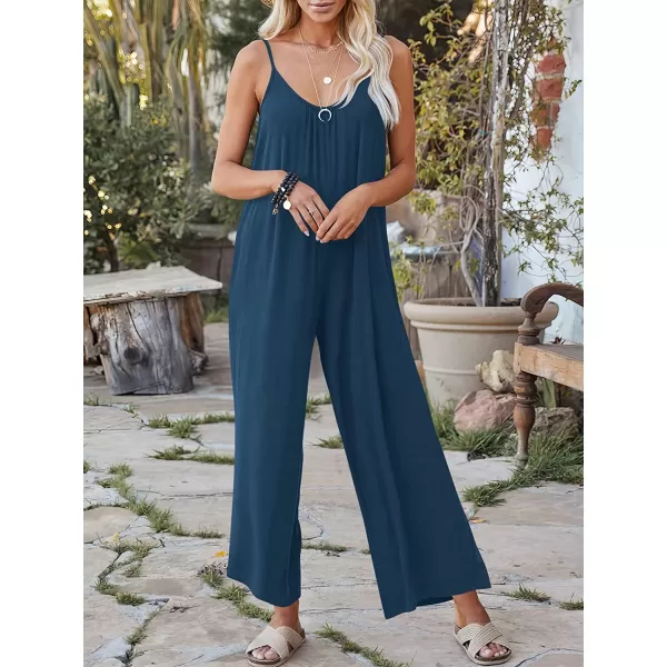 imageANRABESS Womens Loose Casual Sleeveless Adjustable Spaghetti Strap Jumpsuits Stretchy Wide Leg Rompers with PocketsBlue